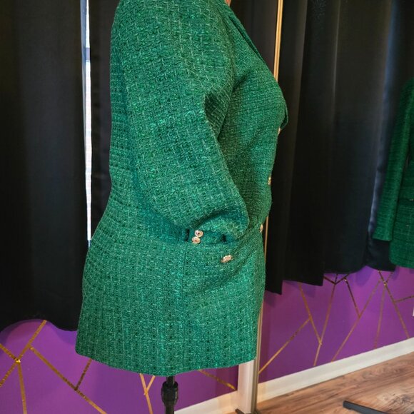 NWT ZARA Green Buttoned Textured Tweed Blazer XXL - Picture 9 of 15